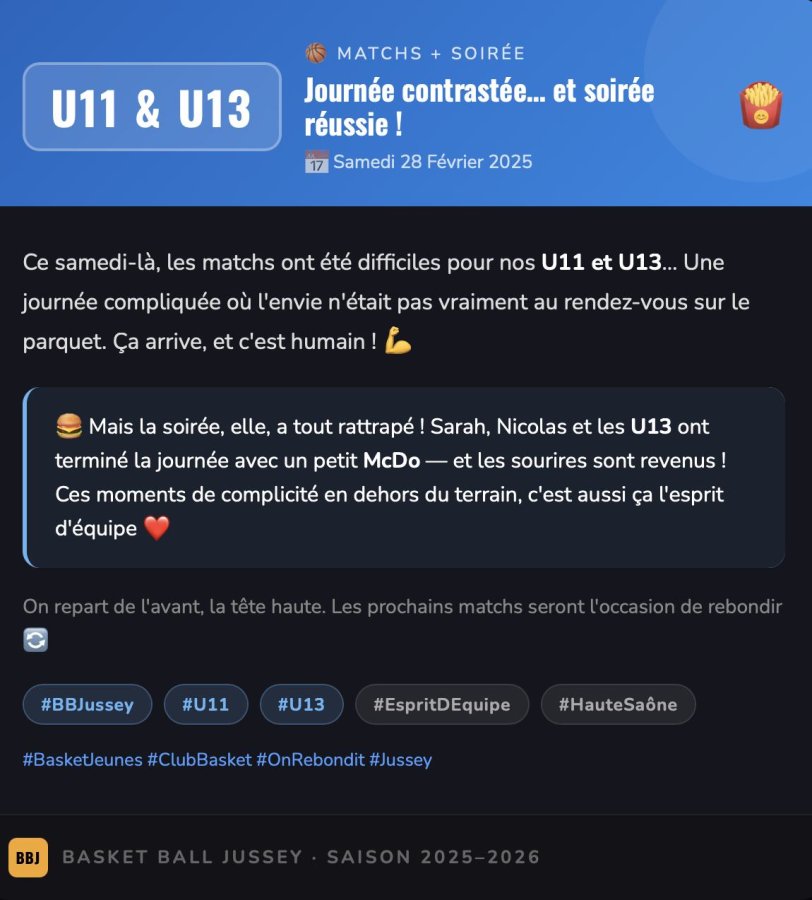U11 & U13 – Journée difficile, soirée réussie !