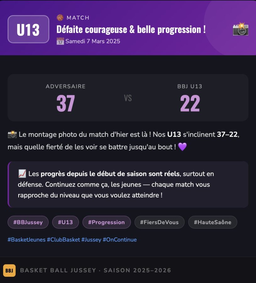 U13 – Défaite courageuse face à Avant-Garde de la Motte-Vesoul (37-22)